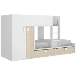 Garnero Arredamenti Letto a castello con armadio 275x106cm bianco rovere Clark Hot