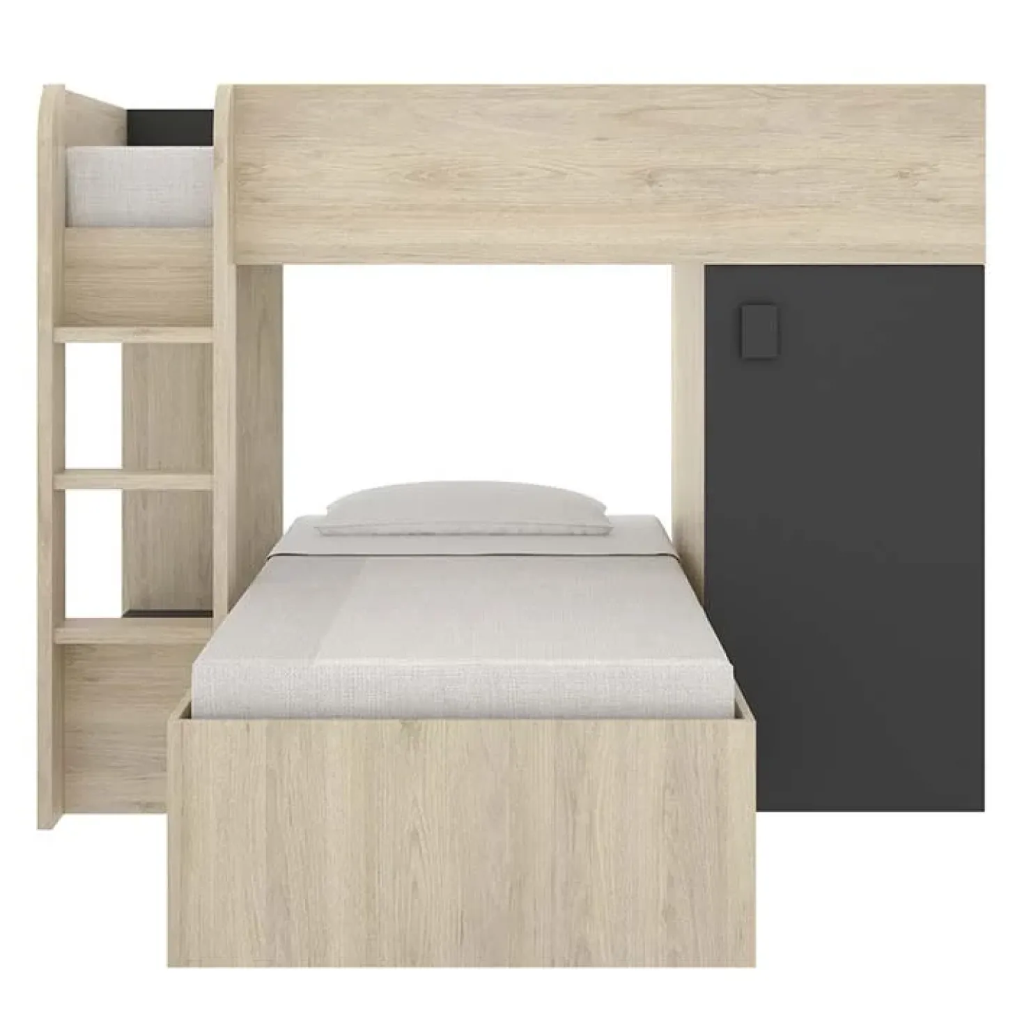 Garnero Arredamenti Letto a castello per bambini con armadio 255x112cm rovere grafite Sole Rovere - Grafite New
