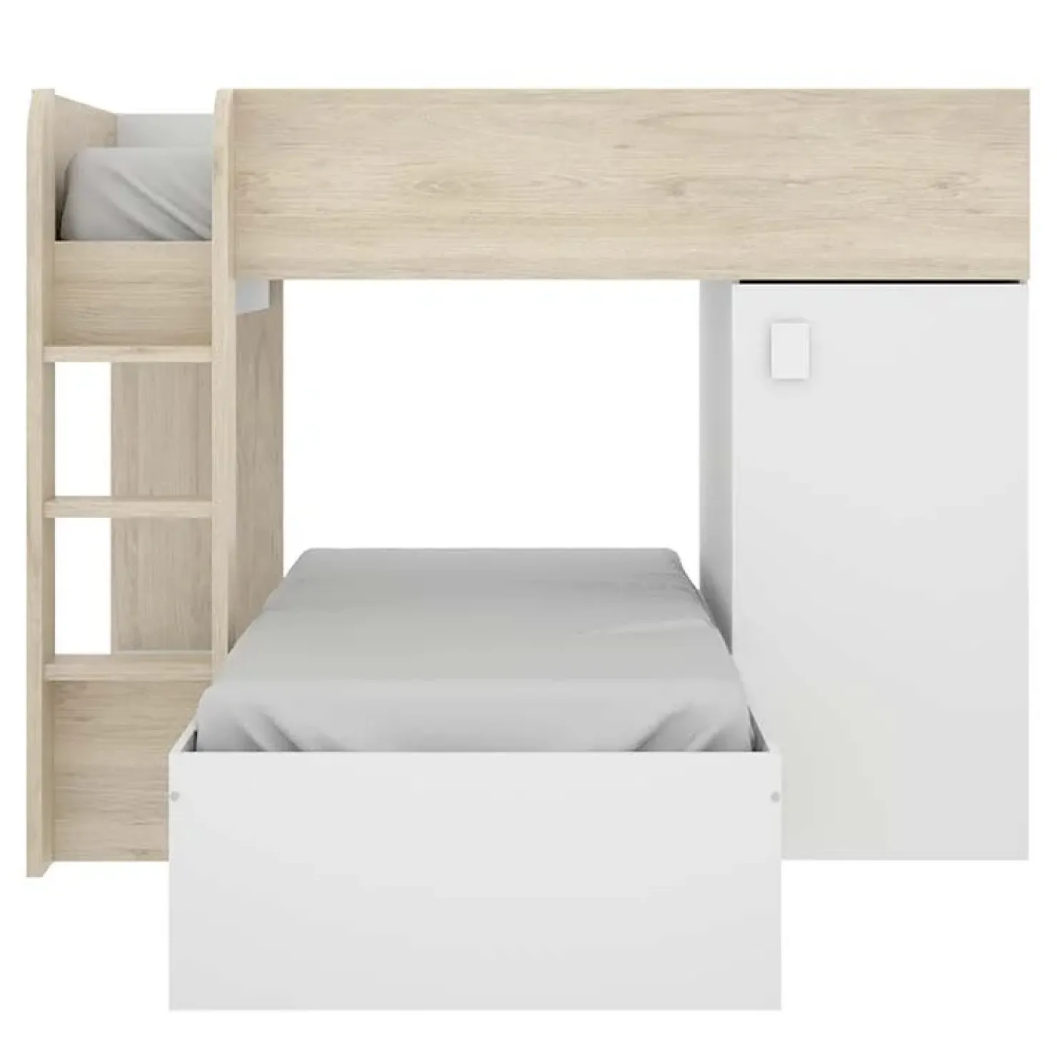 Garnero Arredamenti Letto a castello per bambini con armadio 255x112cm rovere bianco Sole Bianco Opaco - Rovere Best