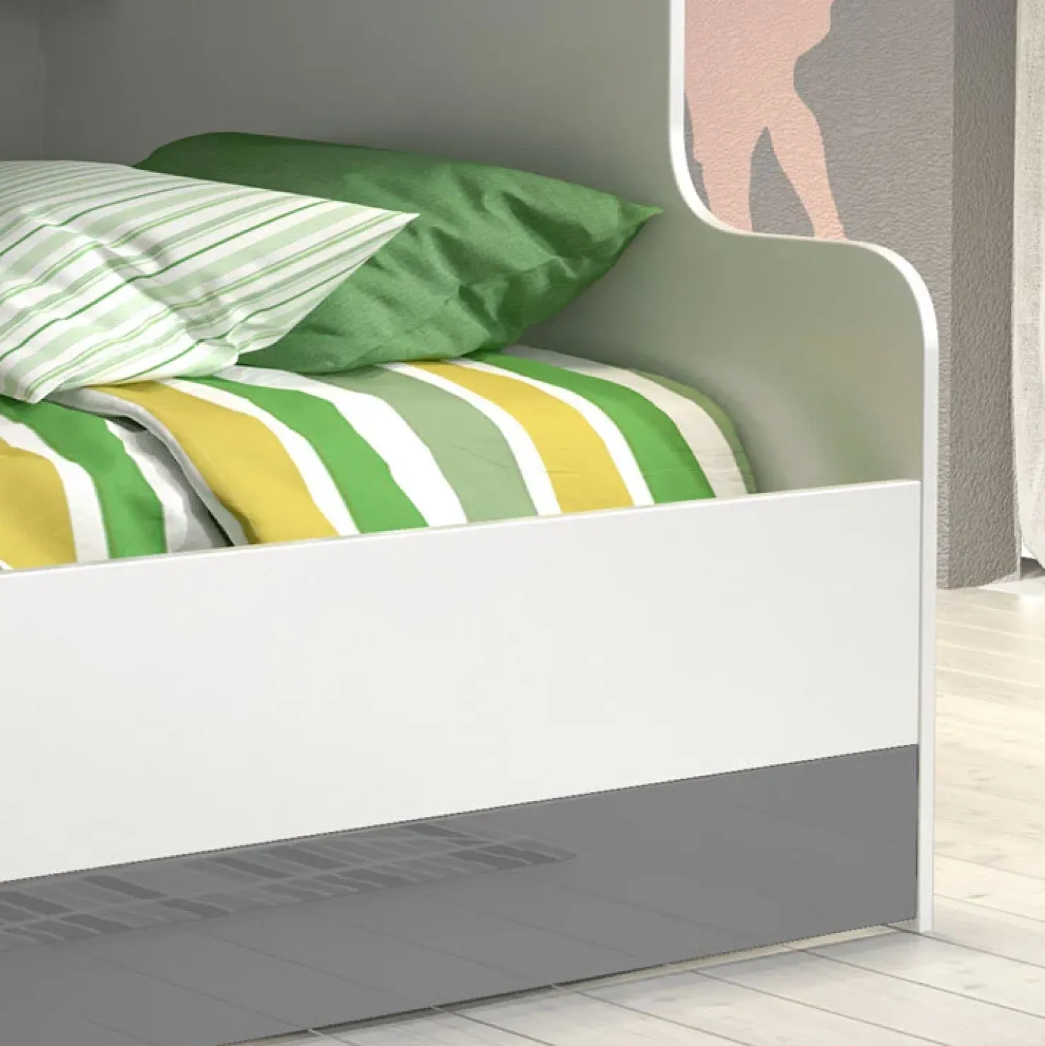 Garnero Arredamenti Letto a castello per bambini 254x120cm bianco grigio Enrico Gihome® Bianco Lucido - Grigio Outlet