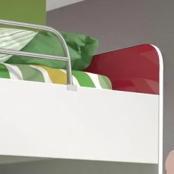 Garnero Arredamenti Letto a castello per bambini 254x120cm bianco rosa Enrico Gihome® Bianco Lucido - Rosa Clearance