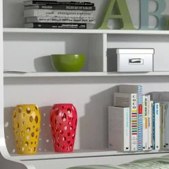 Garnero Arredamenti Letto a castello per bambini 254x120cm bianco rosa Enrico Gihome® Bianco Lucido - Rosa Clearance