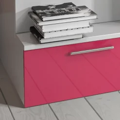 Garnero Arredamenti Letto a castello per bambini 254x120cm bianco rosa Enrico Gihome® Bianco Lucido - Rosa Clearance
