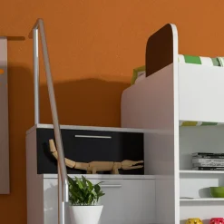 Garnero Arredamenti Letto a castello per bambini 254x120cm bianco nero Enrico Gihome® Bianco Lucido - Nero Lucido Sale