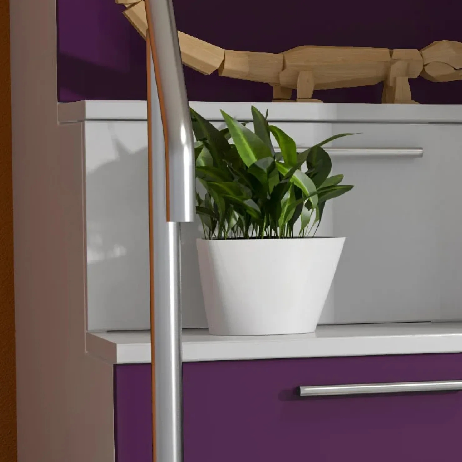 Garnero Arredamenti Letto a castello per bambini 254x120cm bianco viola Enrico Gihome® Bianco Lucido - Viola Sale