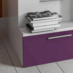 Garnero Arredamenti Letto a castello per bambini 254x120cm bianco viola Enrico Gihome® Bianco Lucido - Viola Sale