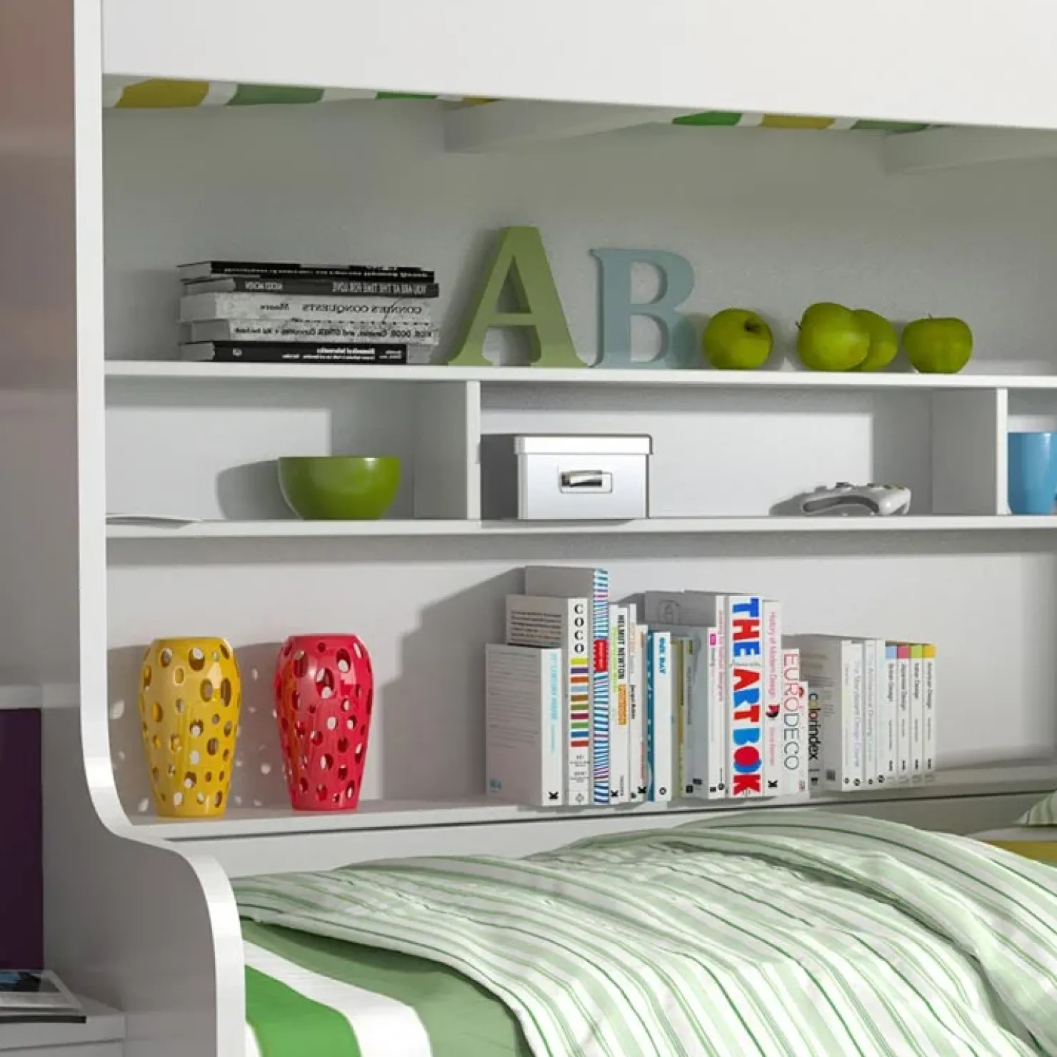 Garnero Arredamenti Letto a castello per bambini 254x120cm bianco viola Enrico Gihome® Bianco Lucido - Viola Sale