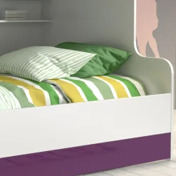 Garnero Arredamenti Letto a castello per bambini 254x120cm bianco viola Enrico Gihome® Bianco Lucido - Viola Sale