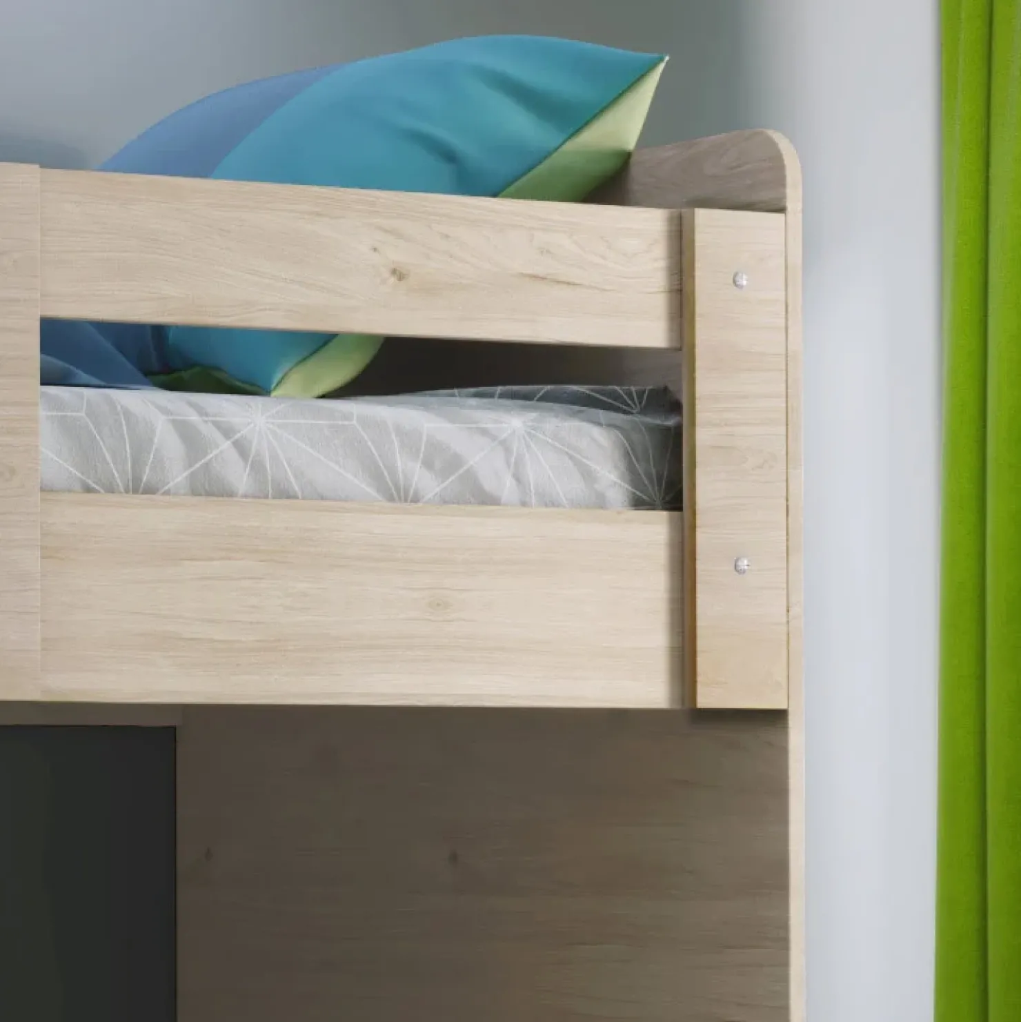 Garnero Arredamenti Letto a castello 205x96cm con cassettiera e mensola rovere Lorenzo Gihome® Online