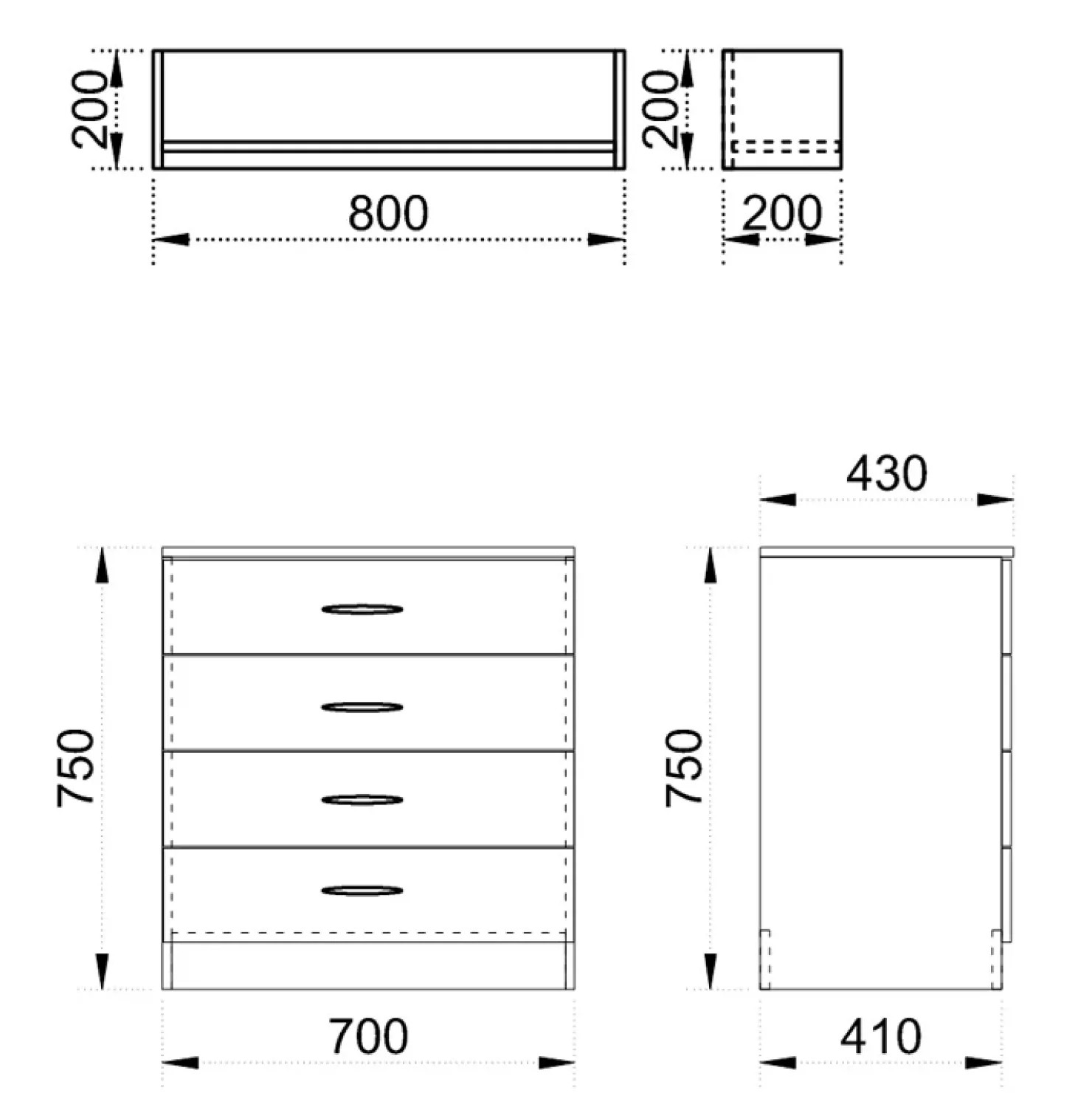 Garnero Arredamenti Letto a castello 205x96cm con cassettiera e mensola rovere Lorenzo Gihome® Online
