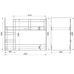 Garnero Arredamenti Letto a castello 205x96cm con cassettiera e mensola rovere Lorenzo Gihome® Online
