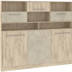 Garnero Arredamenti Letto a scomparsa orizzontale 90x200cm singolo con libreria rovere chiaro beige sabbia Alvin Gihome® Rovere - Beige Clearance