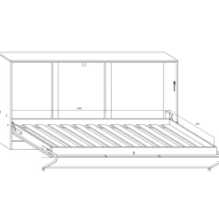 Garnero Arredamenti Letto a scomparsa orizzontale 90x200cm singolo bianco pino grigio grafite Alvin Gihome® Bianco Frassinato - Grafite Hot