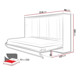 Garnero Arredamenti Letto a scomparsa orizzontale 90x200 cm singolo bianco Chimera Best