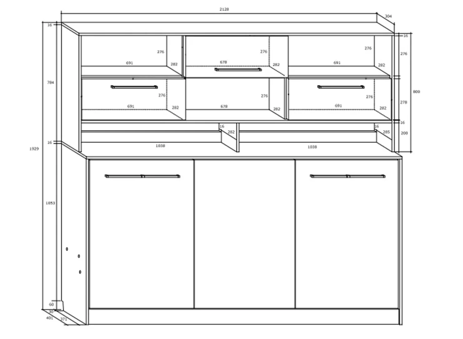 Garnero Arredamenti Letto a scomparsa orizzontale 90x200cm singolo con libreria rovere blu Alvin Gihome® Rovere - Blu New