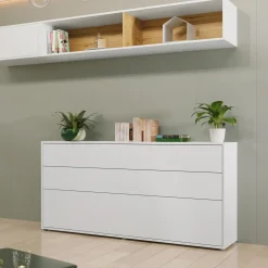 Garnero Arredamenti Letto a scomparsa orizzontale 90x200 cm singolo bianco Camelio New