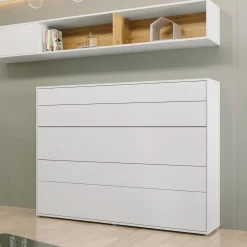Garnero Arredamenti Letto a scomparsa orizzontale 140x200 cm alla francese bianco Camelio New