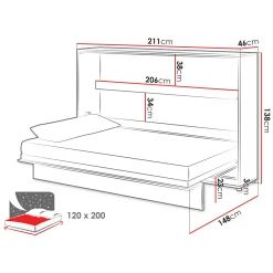 Garnero Arredamenti Letto a scomparsa orizzontale 120x200 cm una piazza e mezza bianco Camelio Outlet