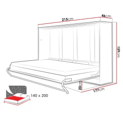 Garnero Arredamenti Letto a scomparsa orizzontale 140x200 cm alla francese bianco Chimera Outlet