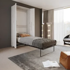 Garnero Arredamenti Letto a scomparsa verticale 90x200cm singolo bianco pino Calvin Gihome® Bianco Frassinato Best