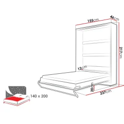 Garnero Arredamenti Letto a scomparsa verticale 140x200 cm alla francese bianco Chimera Discount
