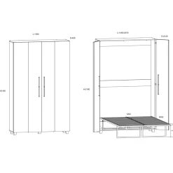 Garnero Arredamenti Letto a scomparsa verticale 120x200cm piazza e mezza sonoma Calvin Gihome® Rovere