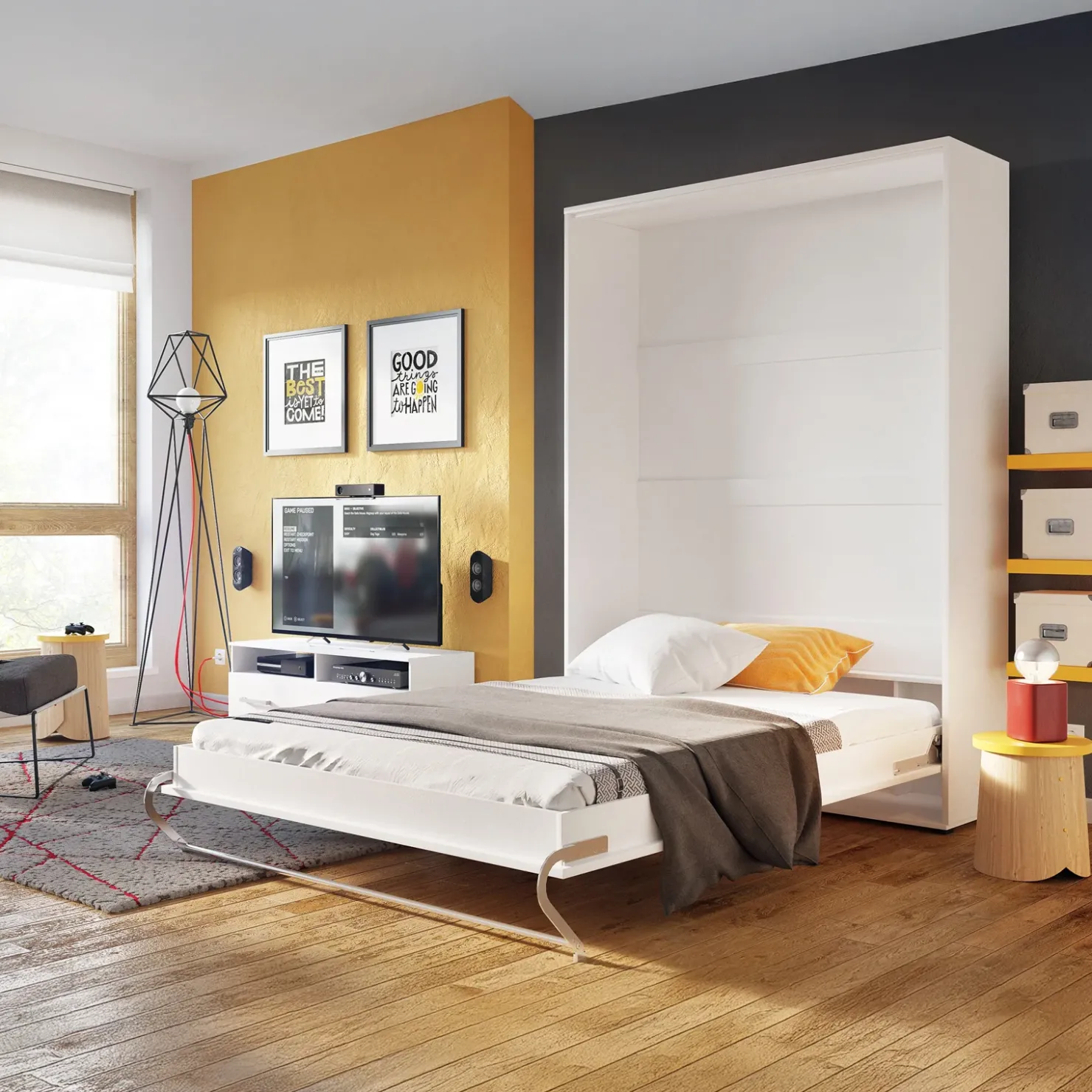 Garnero Arredamenti Letto a scomparsa verticale 120x200 cm una piazza e mezza bianco Chimera Sale