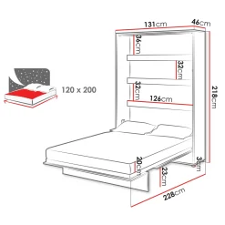 Garnero Arredamenti Letto a scomparsa verticale 120x200 cm una piazza e mezza bianco Camelio Clearance