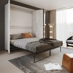 Garnero Arredamenti Letto a scomparsa verticale 160x200cm matrimoniale bianco pino Calvin Gihome® Bianco Frassinato Sale