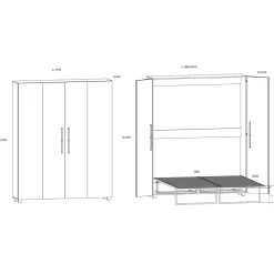 Garnero Arredamenti Letto a scomparsa verticale 160x200cm matrimoniale bianco pino Calvin Gihome® Bianco Frassinato Sale
