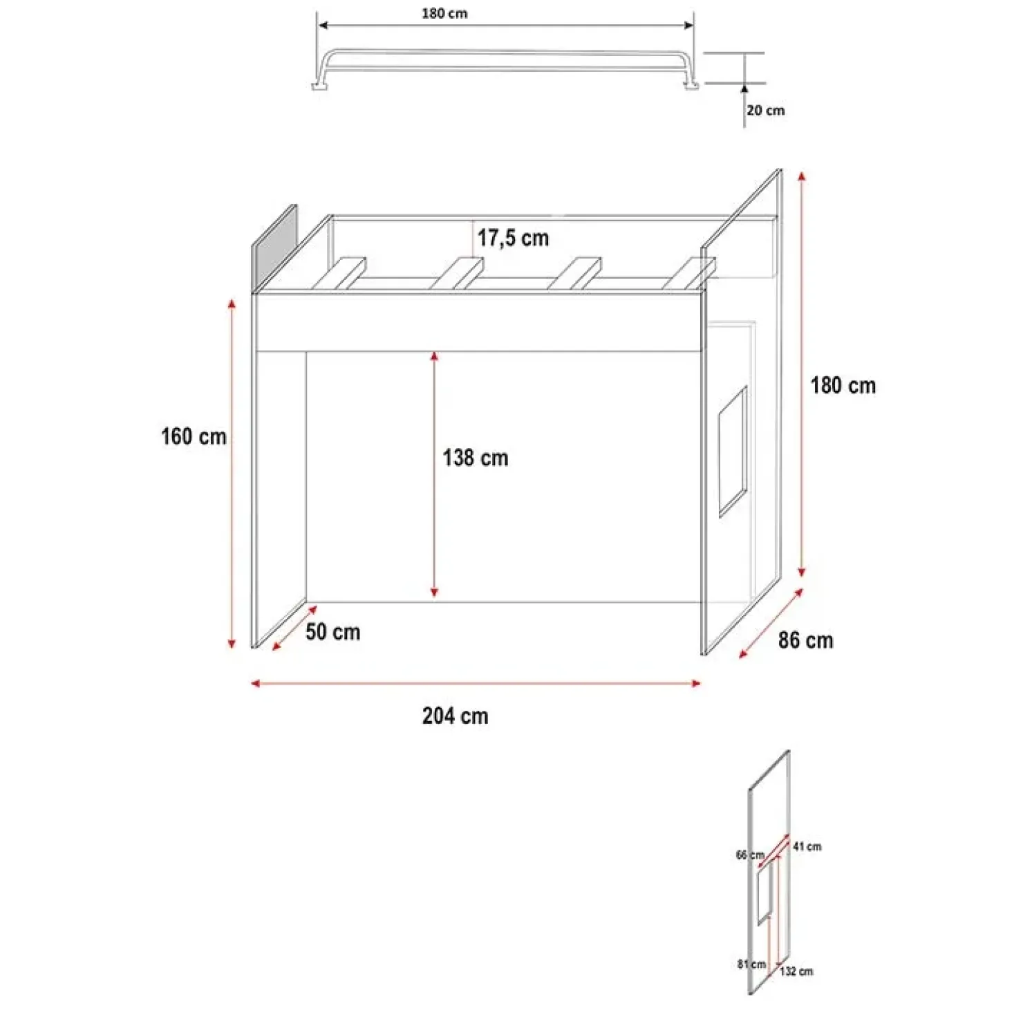 Garnero Arredamenti Letto a soppalco con armadio 254x120cm bianco rosa Simone Gihome® Bianco Lucido - Rosa Clearance