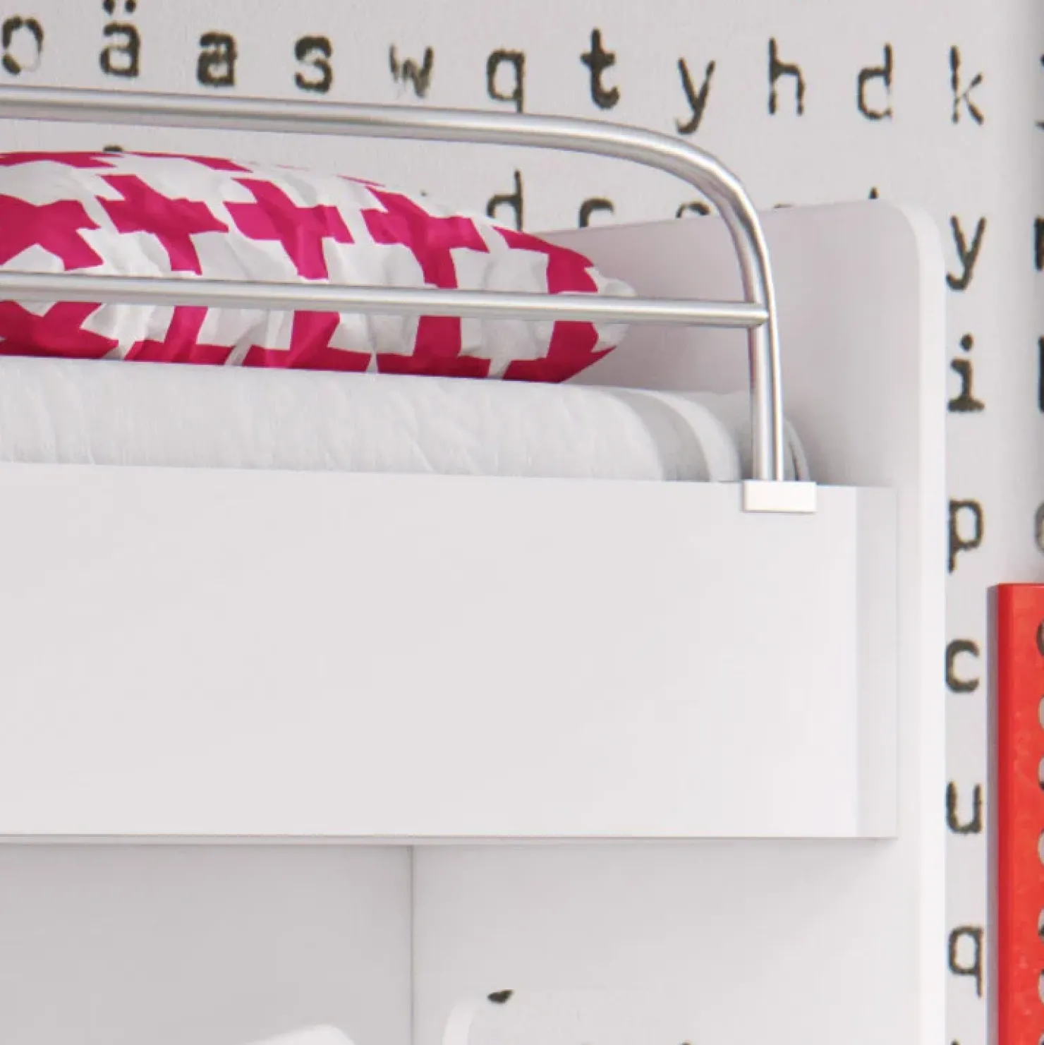 Garnero Arredamenti Letto a soppalco con armadio 254x120cm bianco rosa Simone Gihome® Bianco Lucido - Rosa Clearance