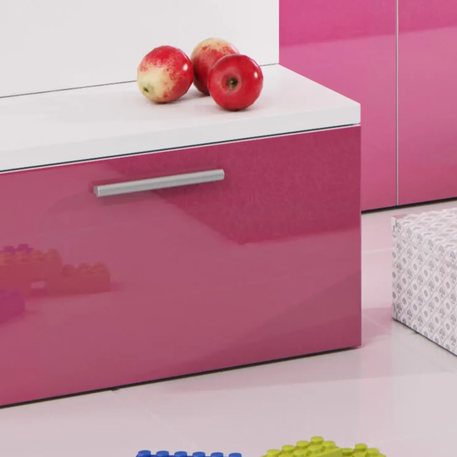 Garnero Arredamenti Letto a soppalco con armadio 254x120cm bianco rosa Simone Gihome® Bianco Lucido - Rosa Clearance