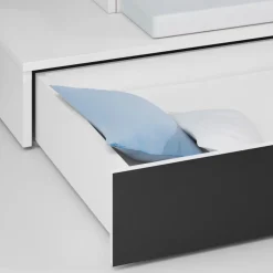 Garnero Arredamenti Letto a soppalco con armadio 324x180cm bianco nero 2  letti Diego Gihome® Bianco Lucido - Nero Lucido Hot