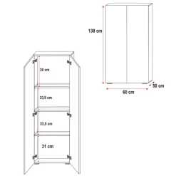 Garnero Arredamenti Letto a soppalco con armadio 254x120cm bianco Simone Gihome® Bianco Lucido Hot