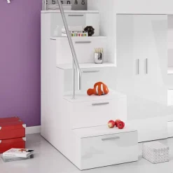 Garnero Arredamenti Letto a soppalco con armadio 254x120cm bianco Simone Gihome® Bianco Lucido Hot