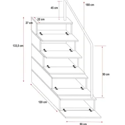 Garnero Arredamenti Letto a soppalco con armadio 254x120cm bianco grigio Simone Gihome® Bianco Lucido - Grigio Outlet