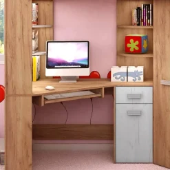 Garnero Arredamenti Letto a soppalco 204x120cm destra rovere miele bianco frassinato Dollie Gihome® Rovere Rustico - Bianco Frassinato Best