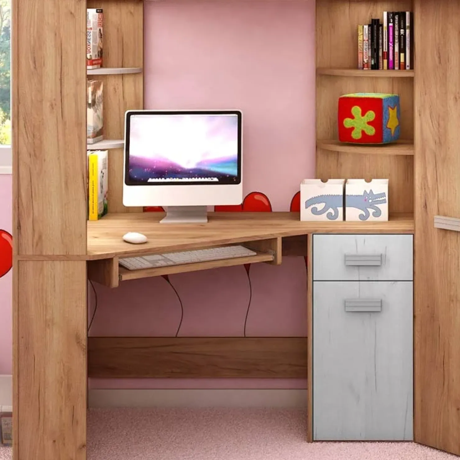 Garnero Arredamenti Letto a soppalco 204x120cm destra rovere miele bianco frassinato Dollie Gihome® Rovere Rustico - Bianco Frassinato Best