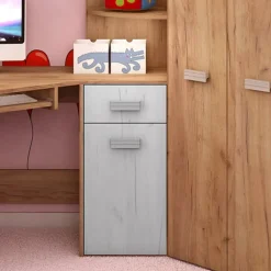 Garnero Arredamenti Letto a soppalco 204x120cm destra rovere miele bianco frassinato Dollie Gihome® Rovere Rustico - Bianco Frassinato Best