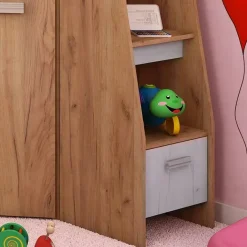 Garnero Arredamenti Letto a soppalco 204x120cm destra rovere miele bianco frassinato Dollie Gihome® Rovere Rustico - Bianco Frassinato Best