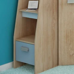 Garnero Arredamenti Letto a soppalco 204x120cm sinistra rovere blu Dollie Gihome® Rovere - Azzurro New