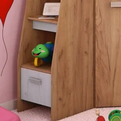 Garnero Arredamenti Letto a soppalco 204x120cm sinistra rovere miele bianco frassinato Dollie Gihome® Rovere Rustico - Bianco Frassinato New