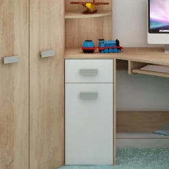 Garnero Arredamenti Letto a soppalco 204x120cm sinistra rovere bianco Dollie Gihome® Bianco - Rovere Hot