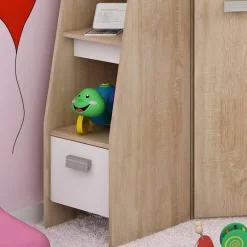 Garnero Arredamenti Letto a soppalco 204x120cm sinistra rovere bianco Dollie Gihome® Bianco - Rovere Hot