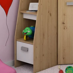 Garnero Arredamenti Letto a soppalco 204x120cm sinistra quercia bianco Dollie Gihome® Bianco - Rovere Rustico Clearance