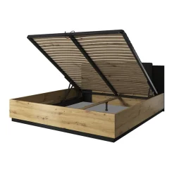 Garnero Arredamenti Letto alla francese contenitore 140x200cm nero Vulcano Rovere Hot