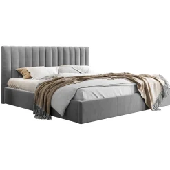Garnero Arredamenti Letto alla francese 140x200 cm con rete contenitore imbottito grigio Orione Tessuto Fresco Grigio Discount