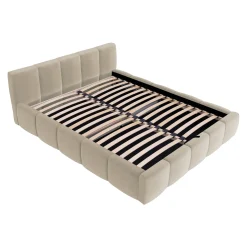 Garnero Arredamenti Letto alla francese 140x200cm con rete contenitore imbottito beige Aluna Tessuto Paros Beige Discount