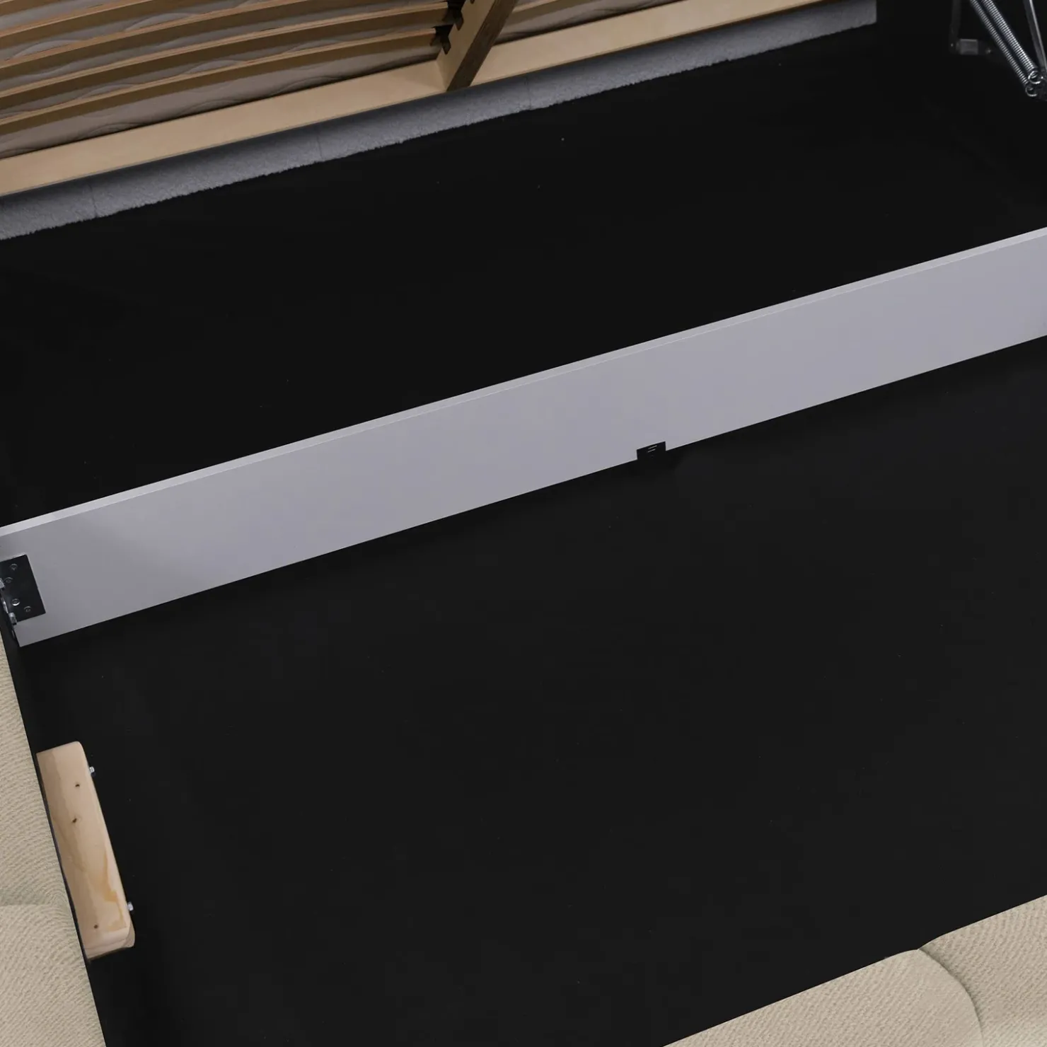 Garnero Arredamenti Letto alla francese 140x200cm con rete contenitore imbottito beige Aluna Tessuto Paros Beige Discount